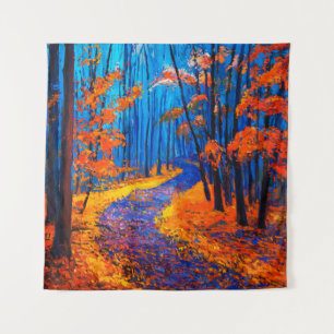Tapete De Parede pintura a óleo mostrando a bela floresta de outon