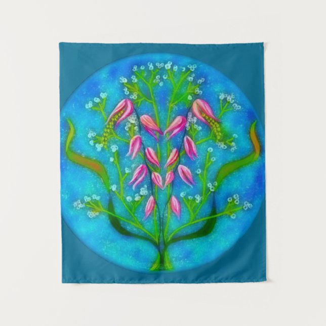 Tapete De Parede Pintura Acrílica de Flores de Praia (Frente)