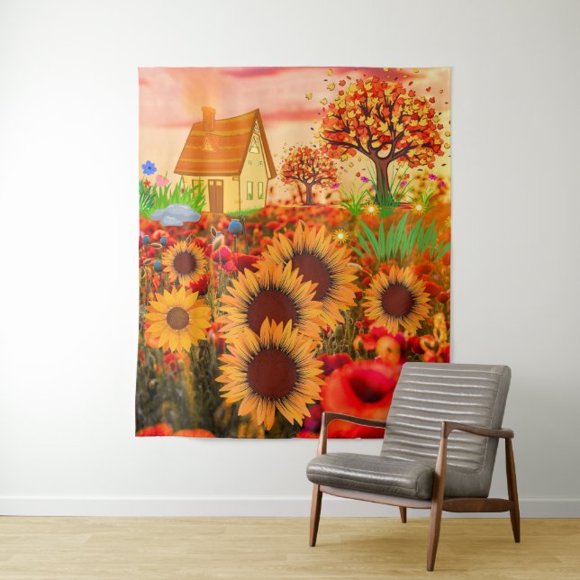Tapete De Parede Pintura Artística de Flores do Sol Ocidentais - Fa (In Situ)