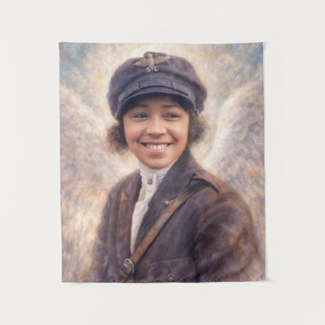 Tapete De Parede Pintura da Bessie Coleman com Asas (Frente)
