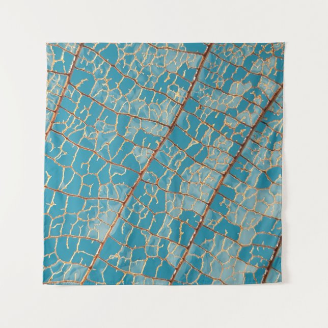 Tapete De Parede Pintura de abstrato branco e azul (Frente)
