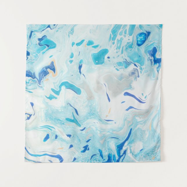 TAPETE DE PAREDE PINTURA DE ABSTRATO BRANCO E AZUL 3 (Frente)