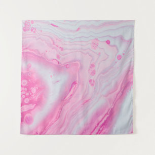 Tapete De Parede Pintura de abstrato branco e rosa