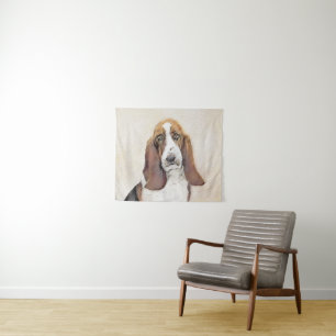 Tapete De Parede Pintura de Cachorro Basset - Arte de Cachorro Orig