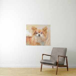 Tapete De Parede Pintura de Cachorro Chihuahua de Pelo Longo Arte O