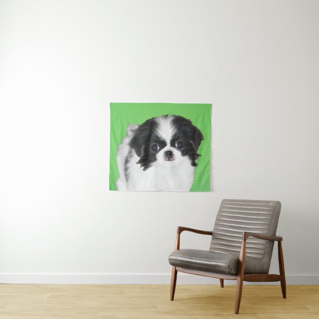 Tapete De Parede Pintura De Cãozinho Japonês - Arte De Cachorro (In Situ (Horizontal))