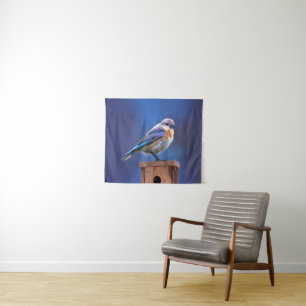 Tapete De Parede Pintura de pássaro-azul (feminina) - Arte de pássa
