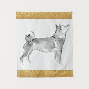 Tapete De Parede Pintura de Shiba Inu 1 Ano do Cão Zodíaco Chinês T