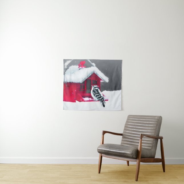 Tapete De Parede Pintura do Pica-Pau Downy - Arte Original (In Situ (Horizontal))