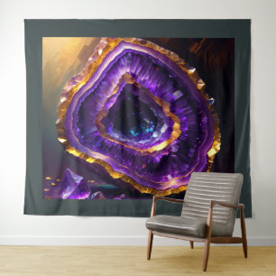 Tapete De Parede Pintura Dourada de Ametist Roxo