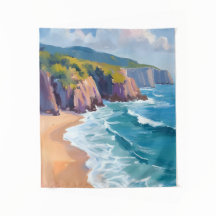 Pintura em Aquarela da Costa de Big Sur, Califórni