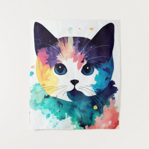 Tapete De Parede Pintura em Cor Animal de Natureza Selvagem de Gato