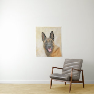 Tapete De Parede Pintura em Malinois Belga - Arte Cachorra Original