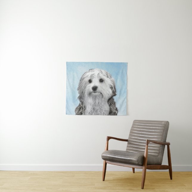 Tapete De Parede Pintura Lowchen - Arte Original de Cachorro Fofa (In Situ (Horizontal))