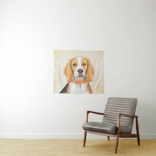 Tapete De Parede Pintura Original de Cachorro Beagle Hound Arte Ani
