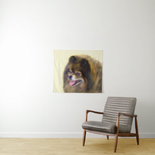 Tapete De Parede Pintura original de cão a preto e a bronzeado da P