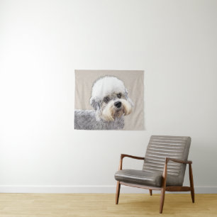 Tapete De Parede Pintura Original de Terrier Dandie Dinmont Arte Or