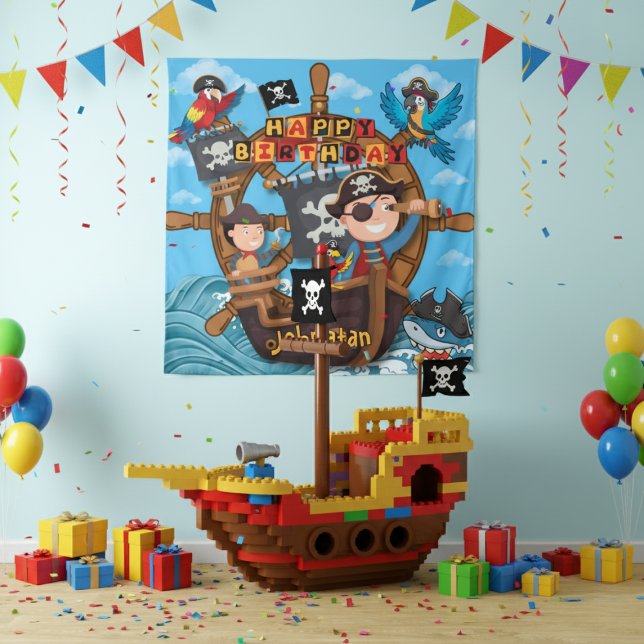 Tapete De Parede Pirate Kids Birthday  Backdrop Banner  (Criador carregado)