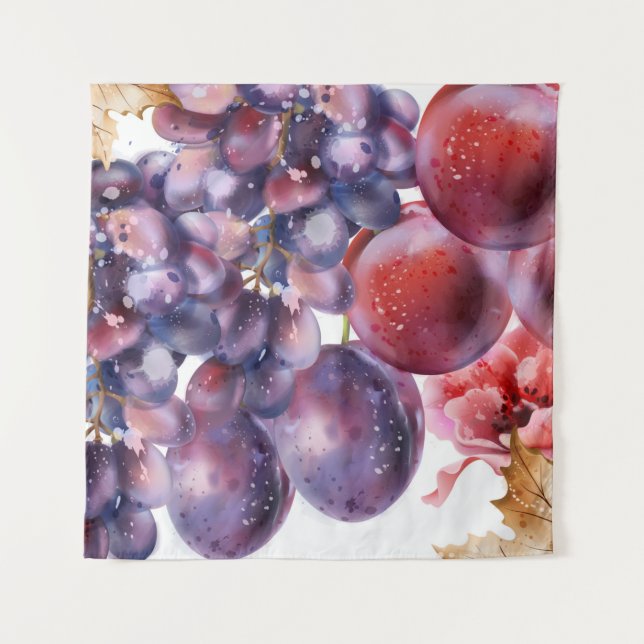 Tapete De Parede Placa de aquarela de Uvas (Frente)