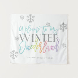 Tapete De Parede Placa de Boas-Vindas ao Winter ONEderland Arco-Íri