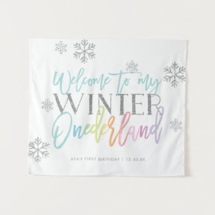 Tapete De Parede Placa de Boas-Vindas ao Winter ONEderland Arco-Íri