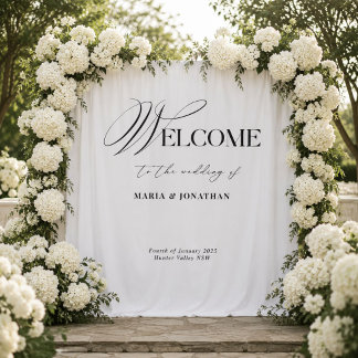 Tapete De Parede Placa de Boas-Vindas de Casamento Preto e Branco M