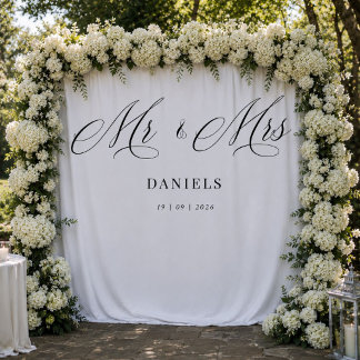 Tapete De Parede Placa de Boas-Vindas de Casamento Preto e Branco M