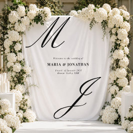 Tapete De Parede Placa de Boas-Vindas de Casamento Preto e Branco M