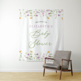 Tapete De Parede Placa de Boas-Vindas Rosa Amarelo Aquarela Verde F