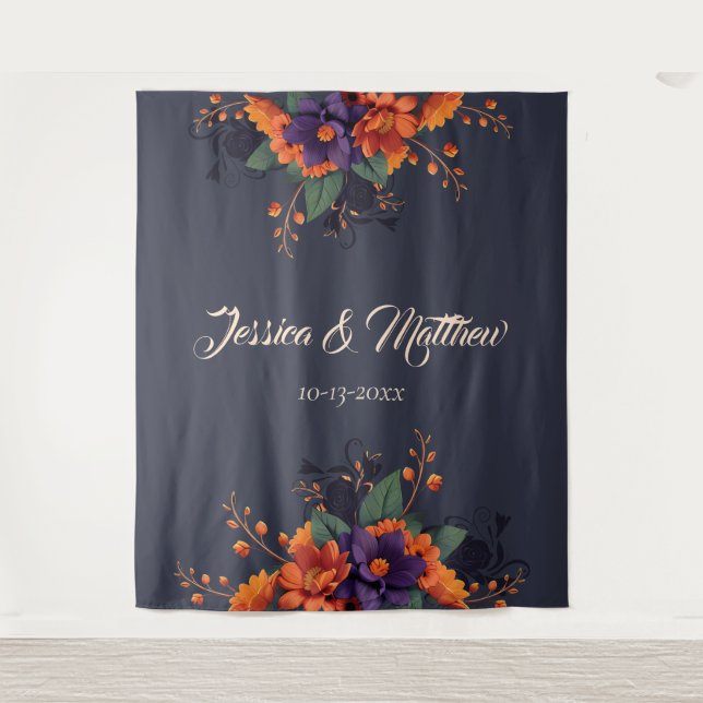 Tapete De Parede Plano De Casamento Floral 3D Gothic Elegante (Frente)