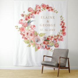 Tapete De Parede Plano De Casamento Floral Rustic Coral Blush