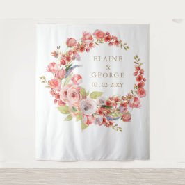 Tapete De Parede Plano De Casamento Floral Rustic Coral Blush