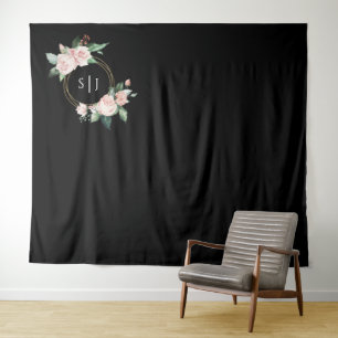 Tapete De Parede Plano de Fundo de Foto de Casamento Preto Floral
