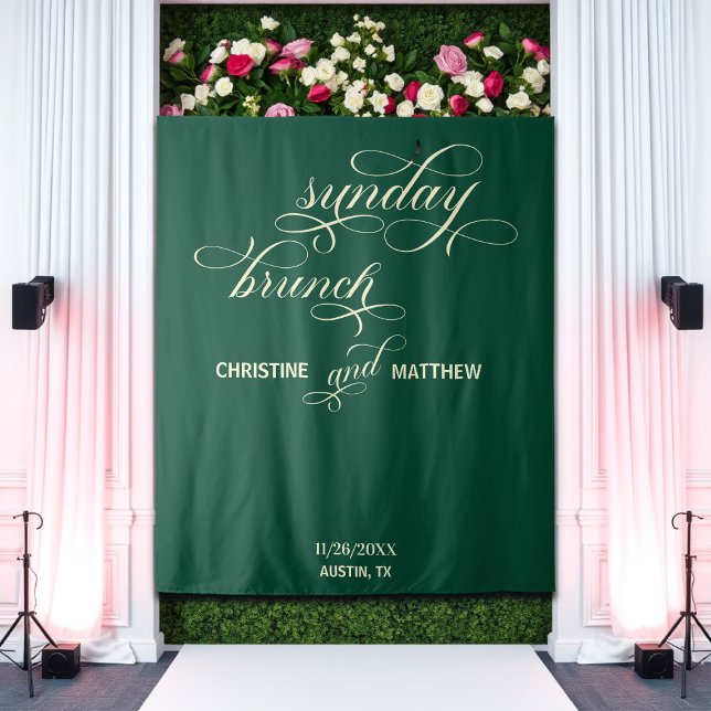 Tapete De Parede Plano de Fundo do Brunch do Teal de Script Elegant (Criador carregado)