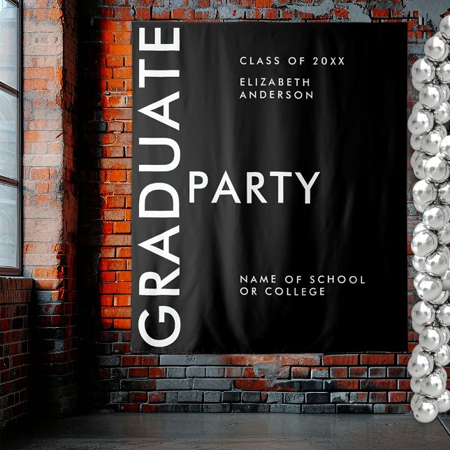 Tapete De Parede Plano de Fundo Personalizar Graduação Preto Modern (Criador carregado)