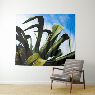 Tapete De Parede Planta Verde Aloe com Céu Azul Brilhante