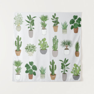 Tapete De Parede Plantas caseiras, padrão de rabisco de vintage