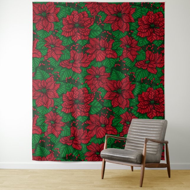 Tapete De Parede Poinsettia, padrão de Natal (In Situ)