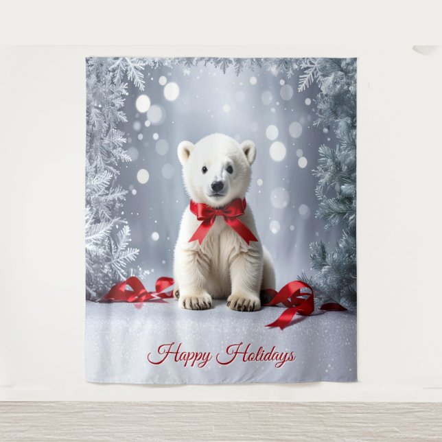 Tapete De Parede Polar Bear Holiday Backdrop (Frente)
