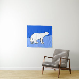 Tapete De Parede Polar Bear Mãe e Pintura em Cubo - Arte Selvagem