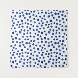 Tapete De Parede Polka Azul: Ponto de Aquarela Sem Vista.