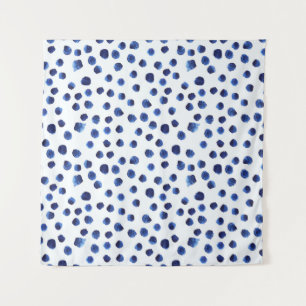 Tapete De Parede Polka Azul: Ponto de Aquarela Sem Vista.