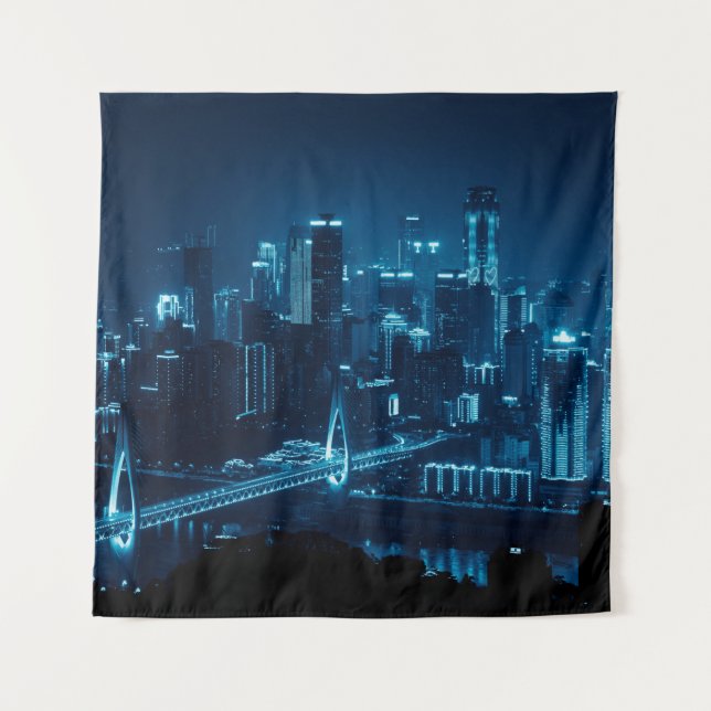 Tapete De Parede Ponte e arquitetura urbana à noite em Cho (Frente)