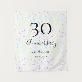 Tapete De Parede Pontos azuis rosa amarelos 30º nome do aniversário