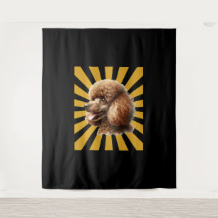 Tapete De Parede Poodle Padrão Marrom Retro Sunburst