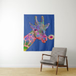 Tapete De Parede Pop Art Giraffe<br><div class="desc">Adicione um pouco de alegria ao seu quarto com esta pop de arte colorida Girafa com um girassol na boca contra um fundo azul.</div>