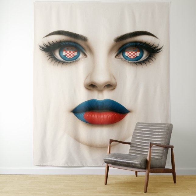 Tapete De Parede Pop de Retrato de Beleza e Lábios croata (In Situ)
