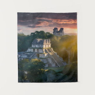 Tapete De Parede Pôr do sol sobre as ruínas antigas na selva