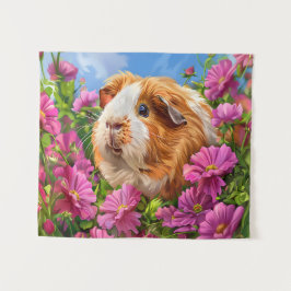 Tapete De Parede Porco-guineense entre Flores Rosa