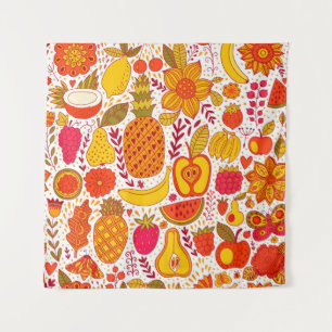 Tapete De Parede Portas de fruta: Padrão de Vintage de Verão.